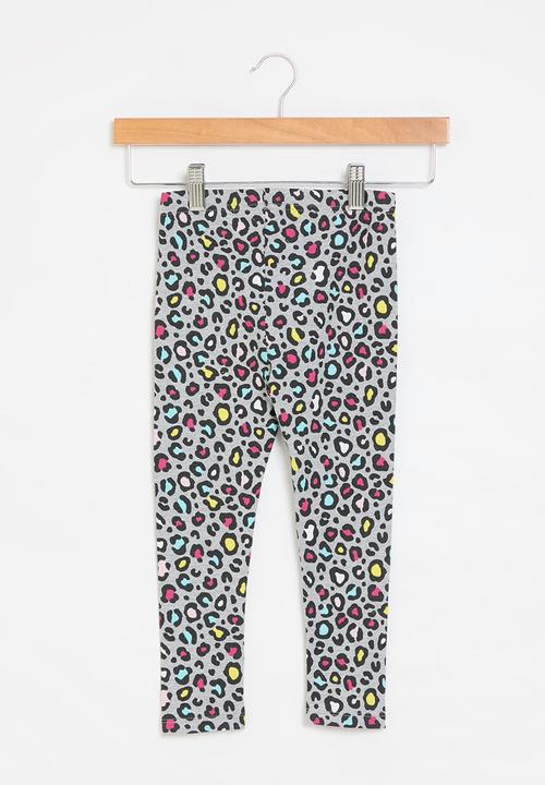 MINOTI - Girls leopard aop basic legging - grey