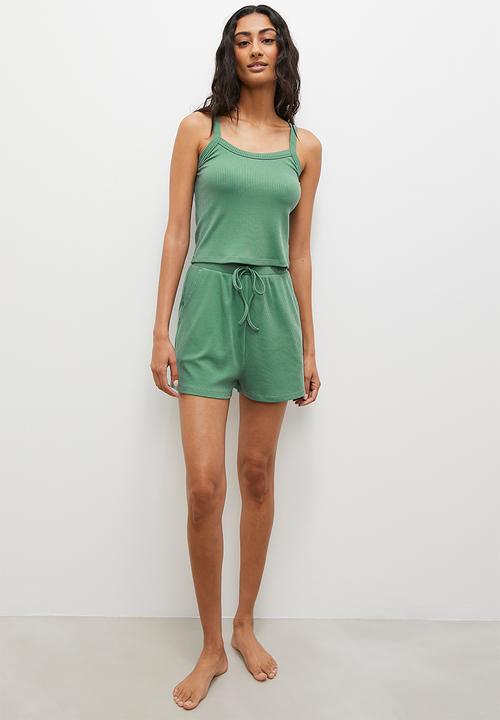 Superbalist - Knit soft rib cami set - sage