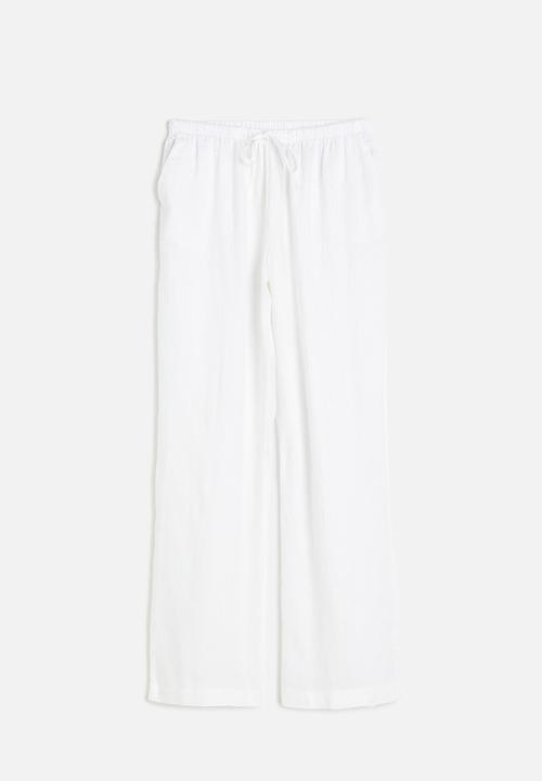 H&M - Wide linen-blend trousers - white