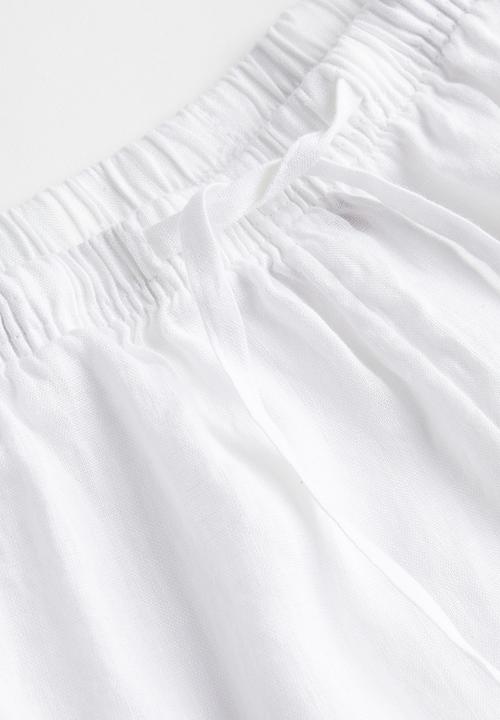 H&M - Wide linen-blend trousers - white