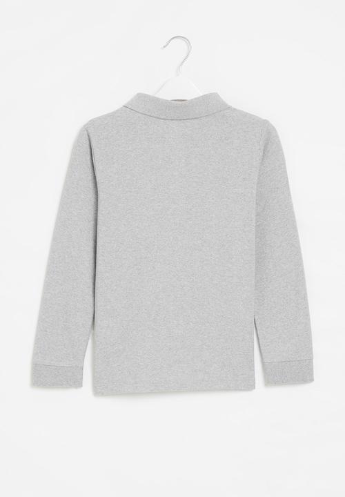 MINOTI - Boys basic long sleeve polo top - grey marle