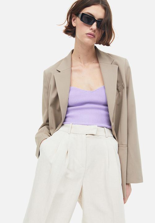 H&M - Tapered linen-blend trousers - light beige 