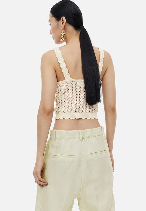 H&M - Crochet-look vest top - cream 