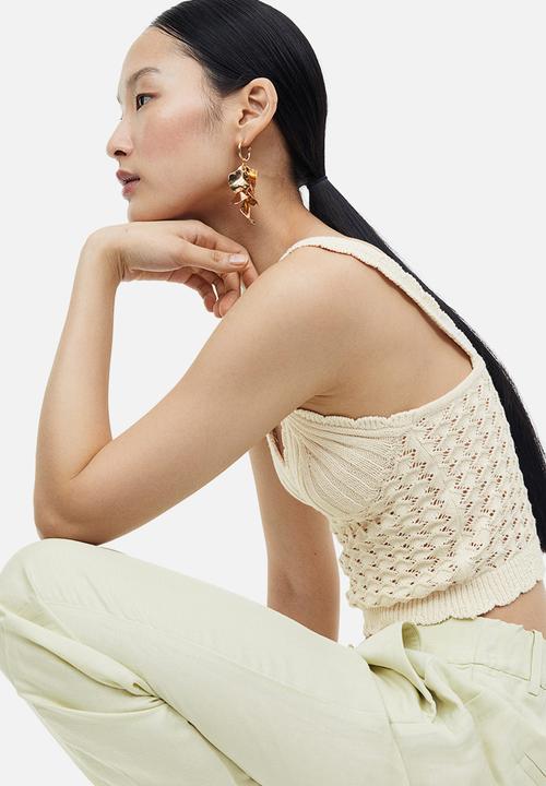 H&M - Crochet-look vest top - cream 