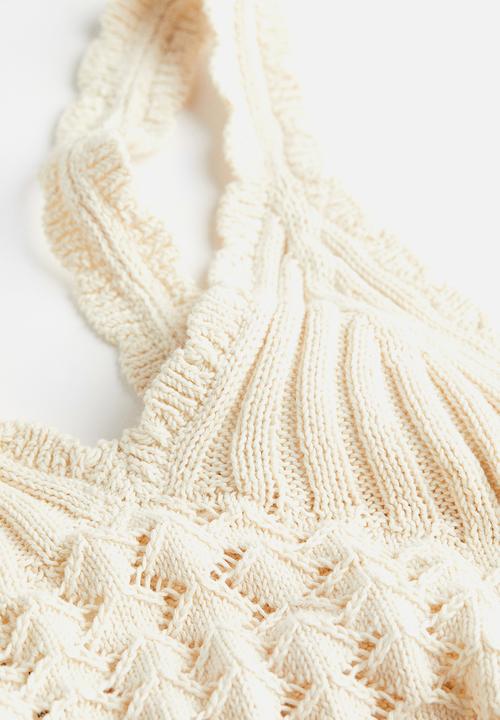 H&M - Crochet-look vest top - cream 