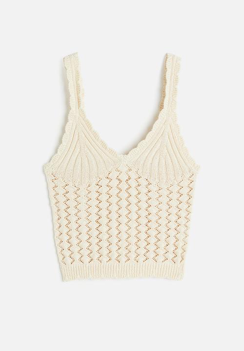 H&M - Crochet-look vest top - cream 