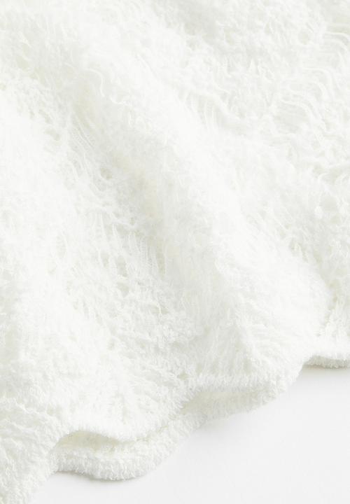 H&M - Cropped hole-knit jumper - cream 