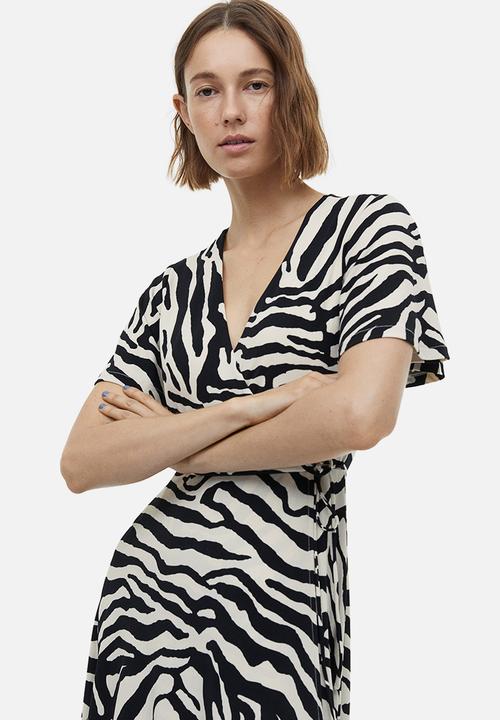 H&M - Jersey wrap dress - cream zebra-print 