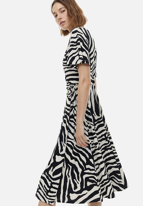 H&M - Jersey wrap dress - cream zebra-print 