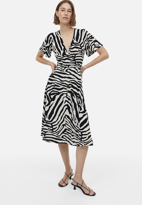 H&M - Jersey wrap dress - cream zebra-print 