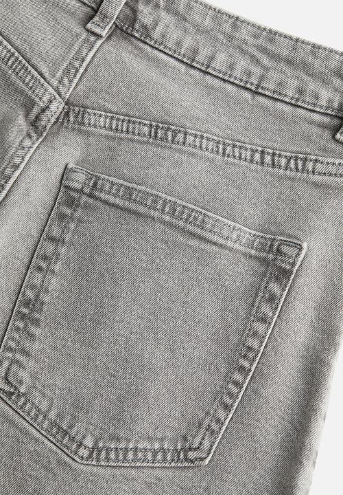 H&M - High-waisted denim shorts - light grey 