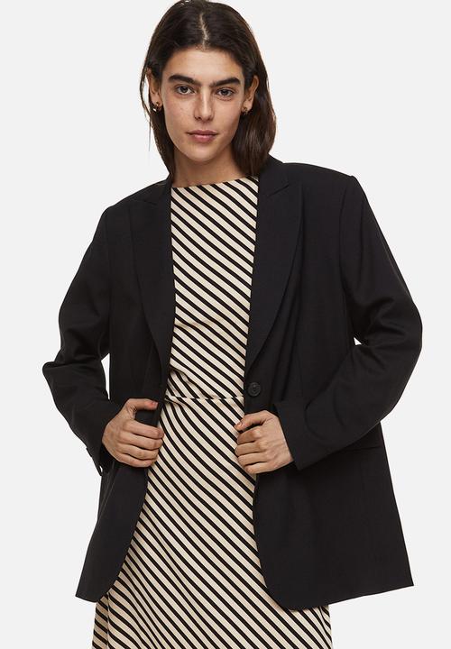 H&M - Gathered dress - light beige striped 
