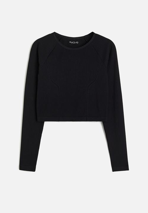 H&M - Drymove™ seamless cropped sports top - black