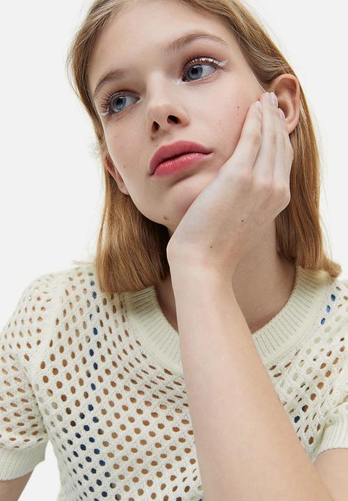 H&M - Hole-knit top - cream 