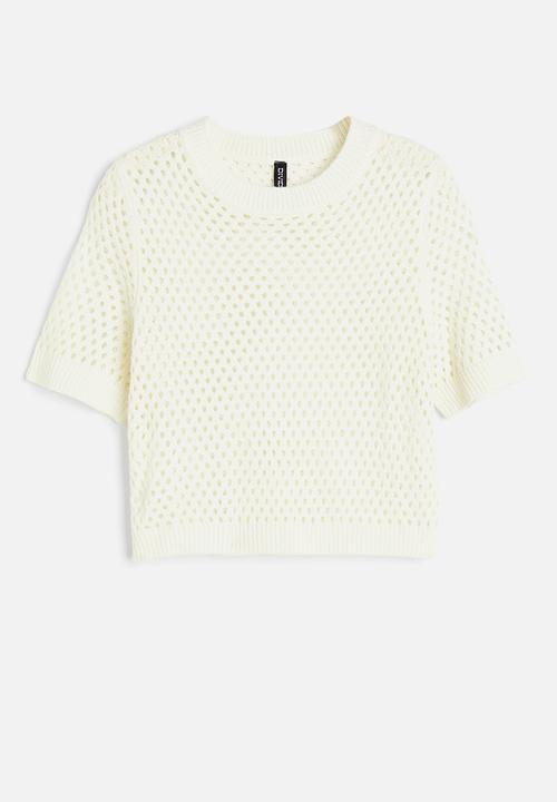 H&M - Hole-knit top - cream 