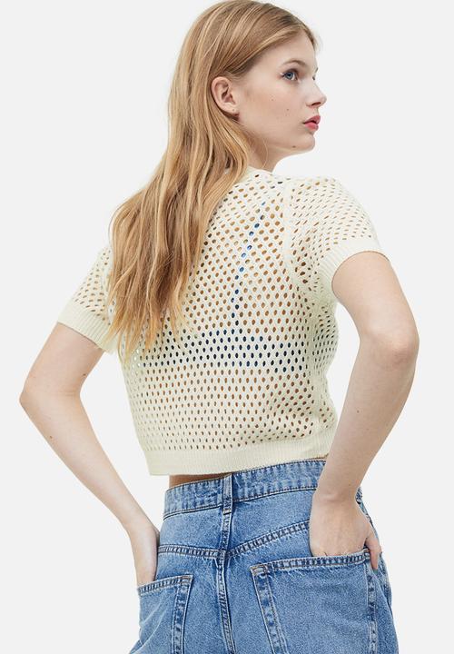 H&M - Hole-knit top - cream 