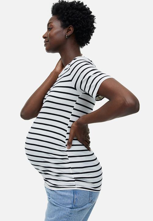 H&M - Mama 2-pack cotton T-shirts - dark blue striped 