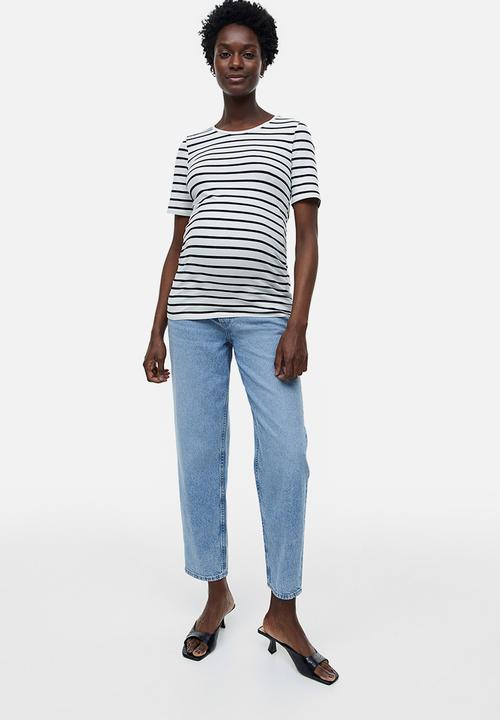 H&M - Mama 2-pack cotton T-shirts - dark blue striped 