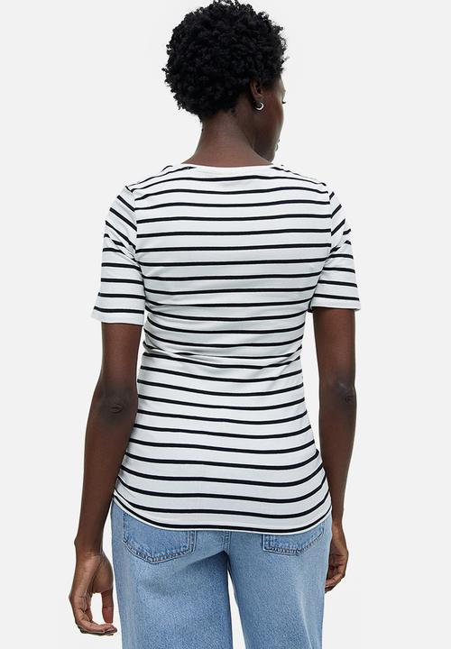 H&M - Mama 2-pack cotton T-shirts - dark blue striped 
