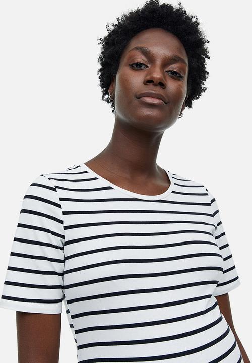 H&M - Mama 2-pack cotton T-shirts - dark blue striped 