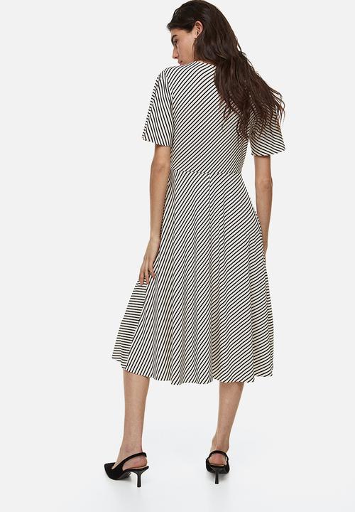 H&M - Jersey wrap dress - white black striped 