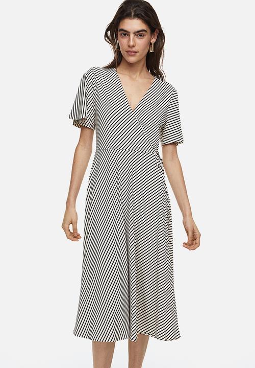 H&M - Jersey wrap dress - white black striped 