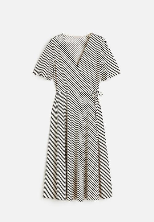 H&M - Jersey wrap dress - white black striped 