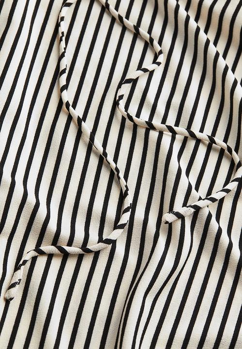 H&M - Jersey wrap dress - white black striped 