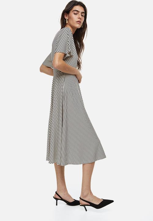 H&M - Jersey wrap dress - white black striped 