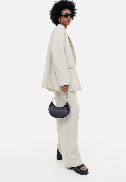 H&M - Linen-blend pull-on trousers - light beige 