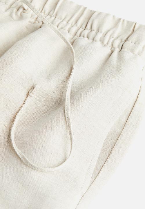 H&M - Linen-blend pull-on trousers - light beige 