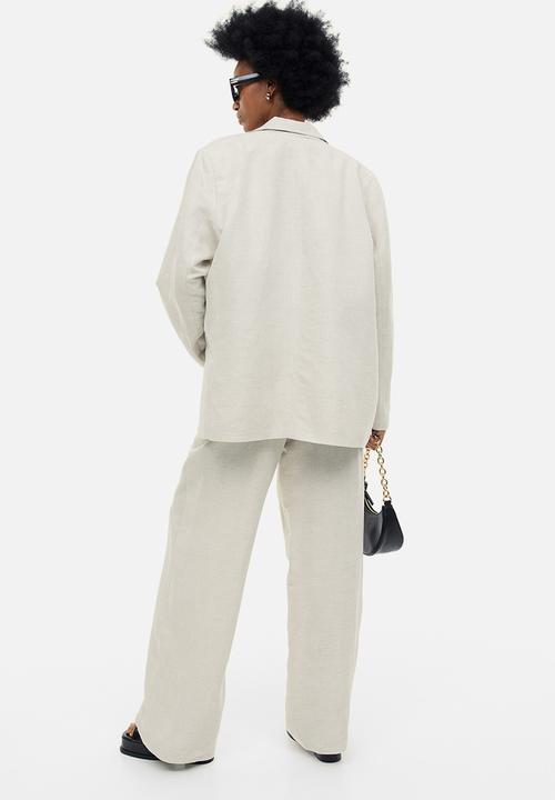 H&M - Linen-blend pull-on trousers - light beige 
