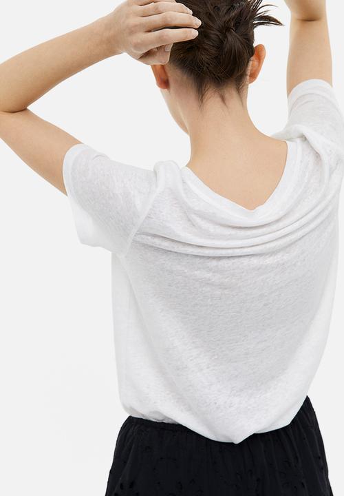 H&M - Linen T-shirt - white