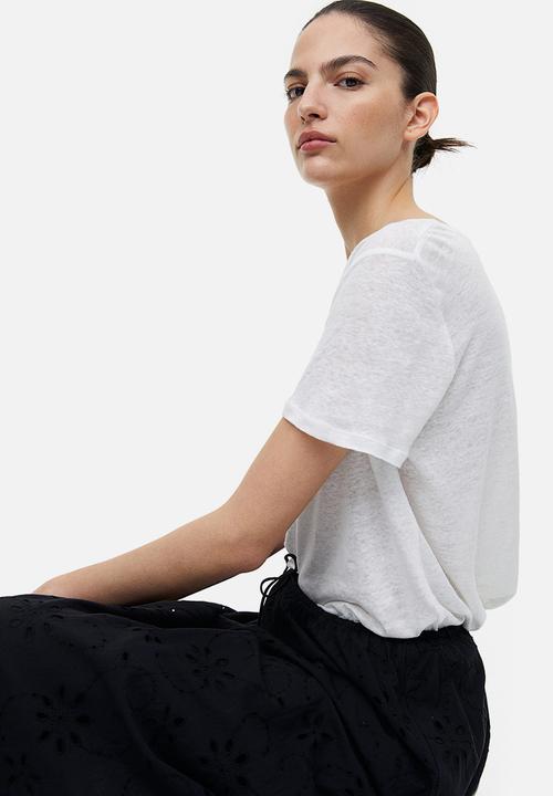 H&M - Linen T-shirt - white