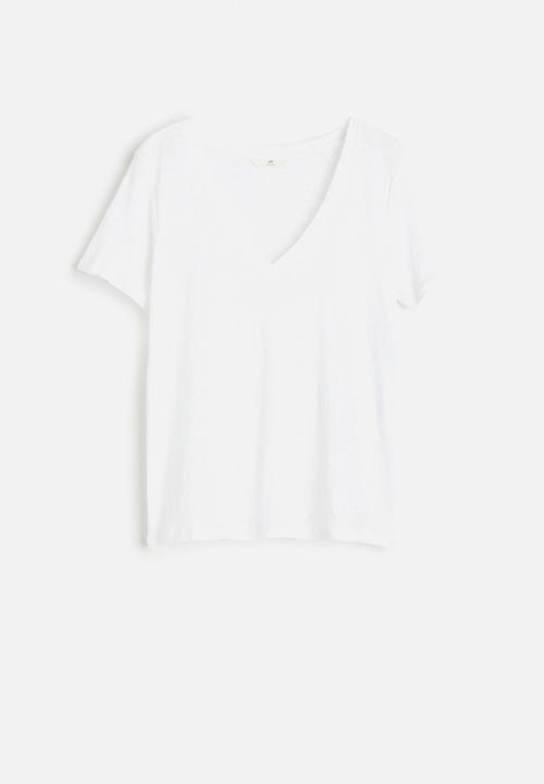 H&M - Linen T-shirt - white