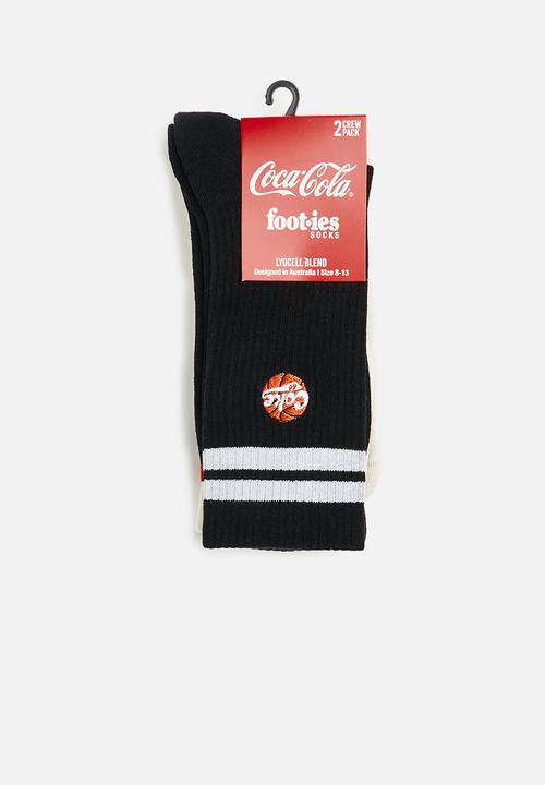 Foot-ies - Coke 86 sneaker sock 2 pack - black & off white 