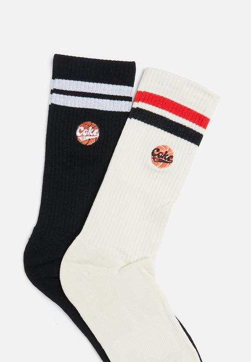 Foot-ies - Coke 86 sneaker sock 2 pack - black & off white 