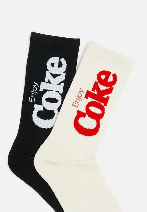 Foot-ies - Coke sneaker socks 2 pack - black & off white 
