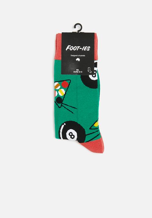 Foot-ies - 8 Ball crew sock - green 