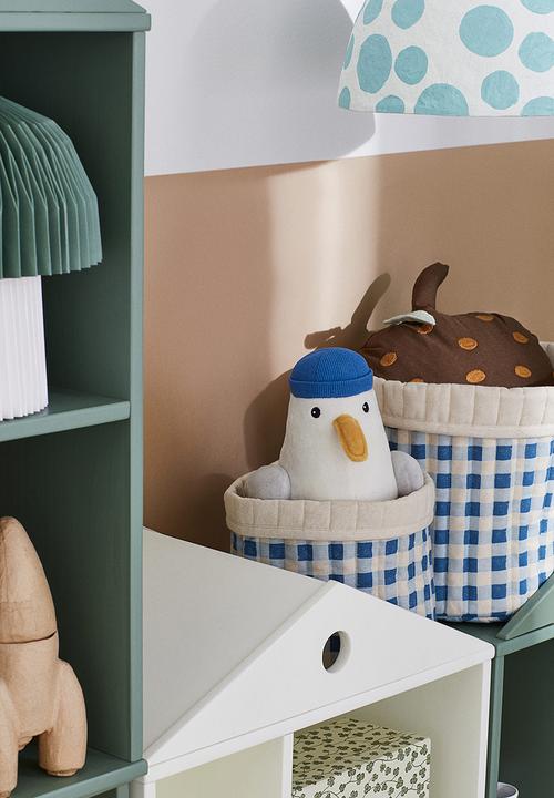Quilted storage basket - blue,multi