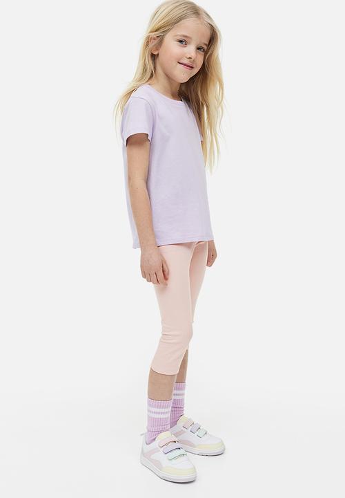 H&M - 3-pack cotton leggings - black, grey & pink