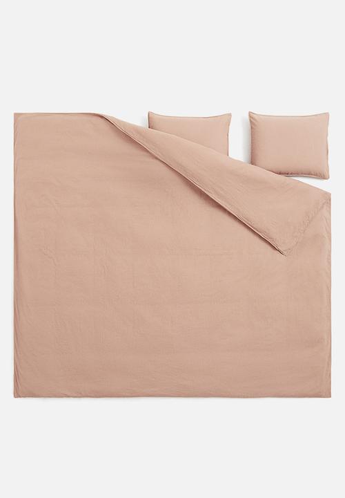 H&M - Linen-blend double/king size duvet cover set - beige