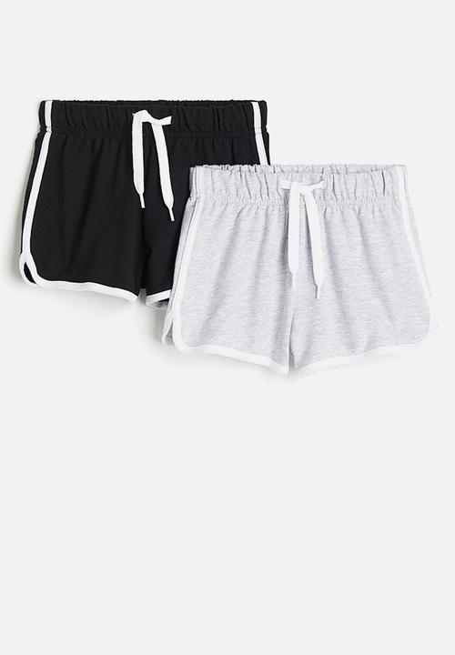 H&M - 2-pack sweatshorts - black / light grey marl 