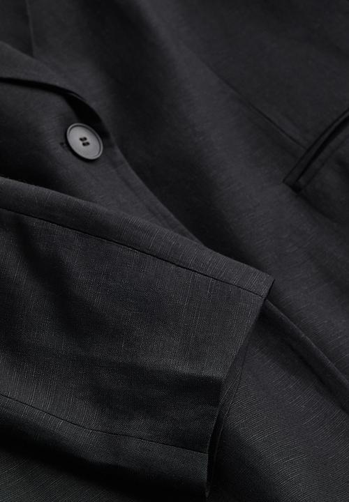 H&M - Single-breasted linen-blend blazer - black