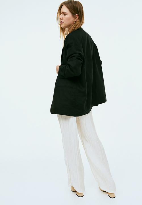 H&M - Single-breasted linen-blend blazer - black
