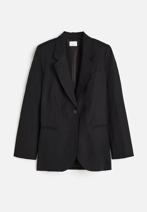 H&M - Single-breasted linen-blend blazer - black