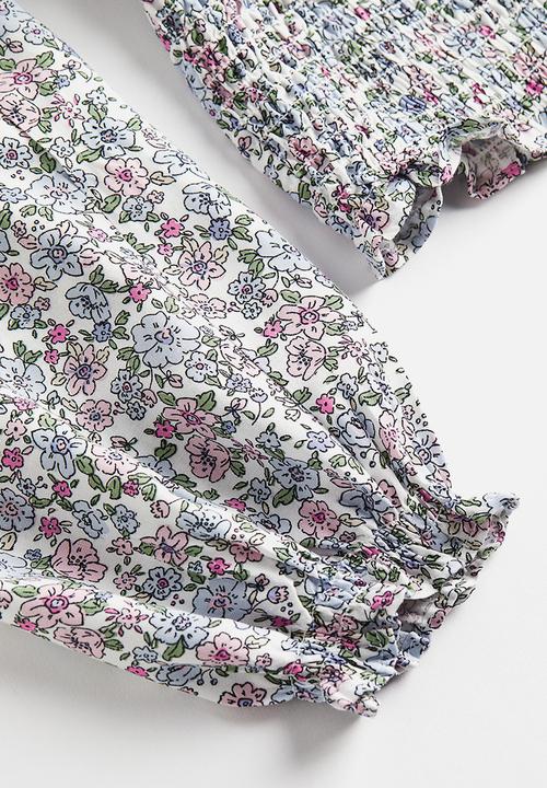 H&M - Smocked blouse - multi,white