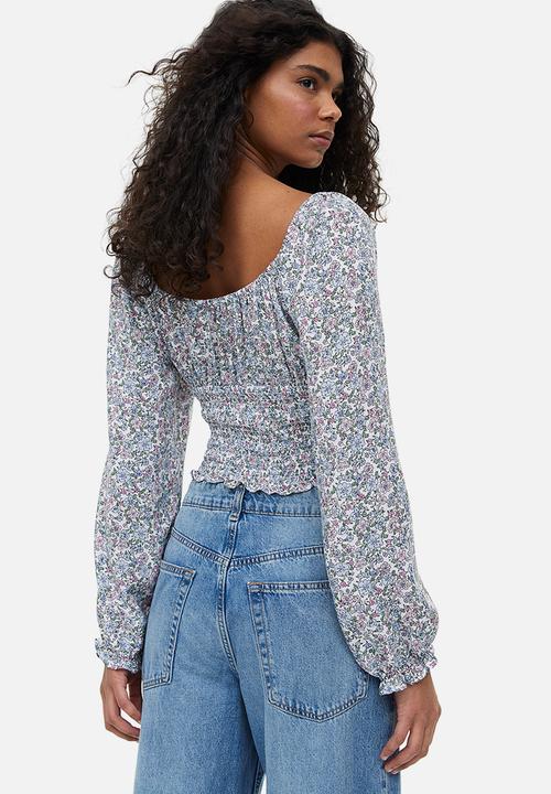 H&M - Smocked blouse - multi,white