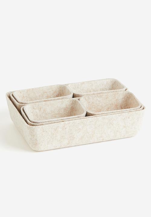 7-Piece felted storage basket set - white marl