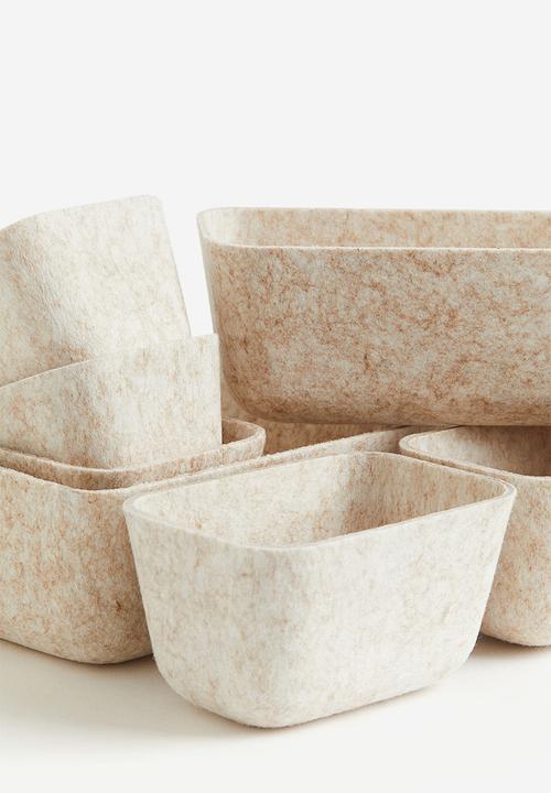 H&M - 7-Piece felted storage basket set - white marl